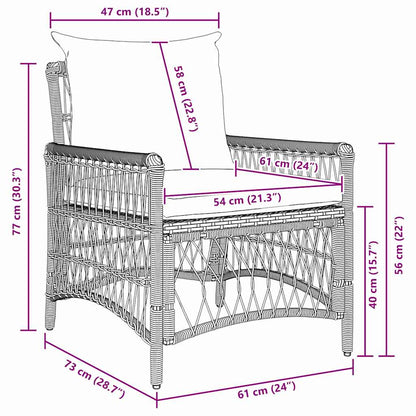 Tuinstoel met kussen Bruin 73 x 61 x 77 cm poly rattan