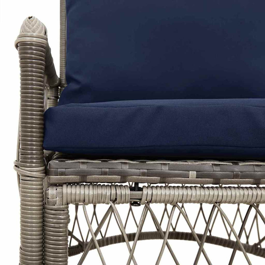 Tuinstoel met kussen Grijs 73 x 61 x 77 cm poly rattan