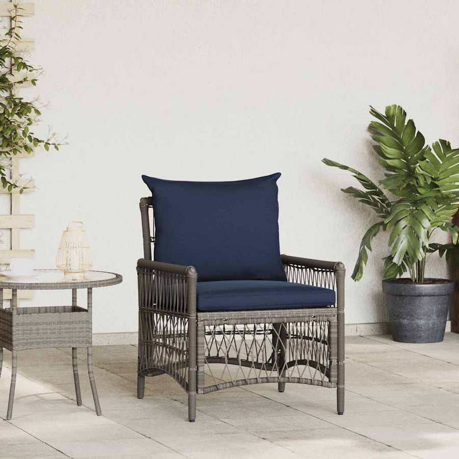 Tuinstoel met kussen Grijs 73 x 61 x 77 cm poly rattan
