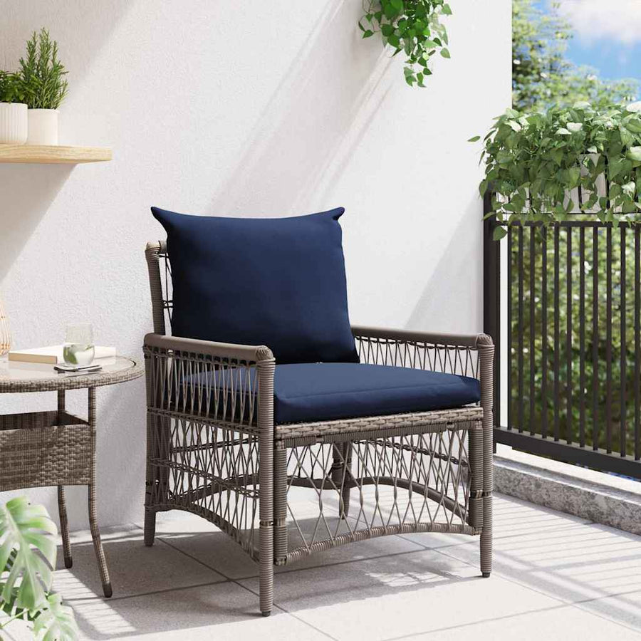 Tuinstoel met kussen Grijs 73 x 61 x 77 cm poly rattan