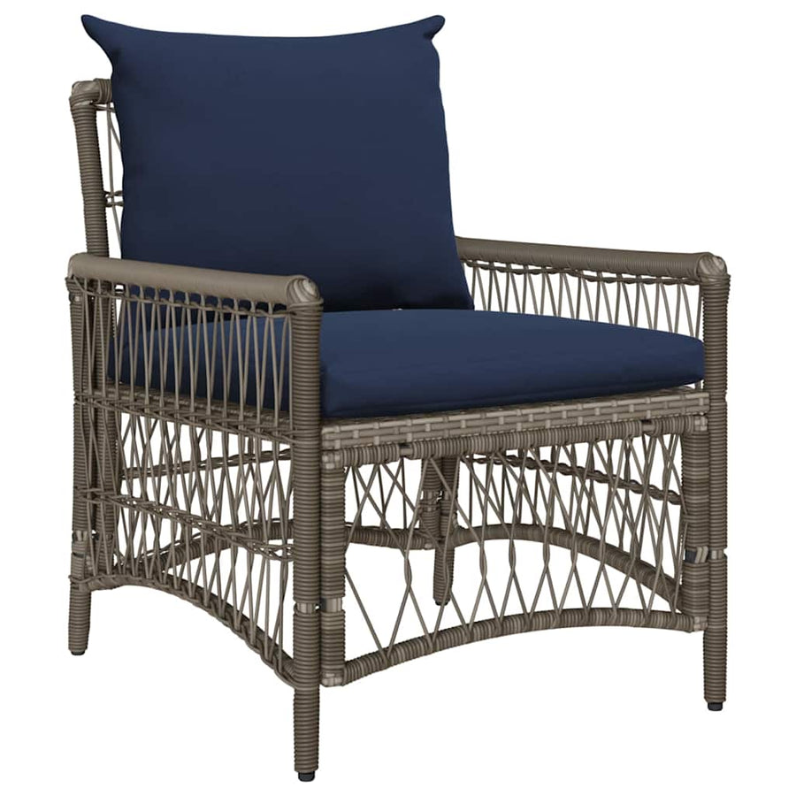 Tuinstoel met kussen Grijs 73 x 61 x 77 cm poly rattan
