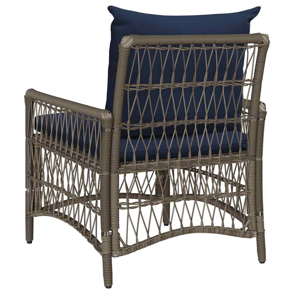 Tuinstoel met kussen Grijs 73 x 61 x 77 cm poly rattan