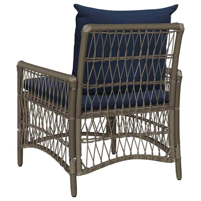 Tuinstoel met kussen Grijs 73 x 61 x 77 cm poly rattan