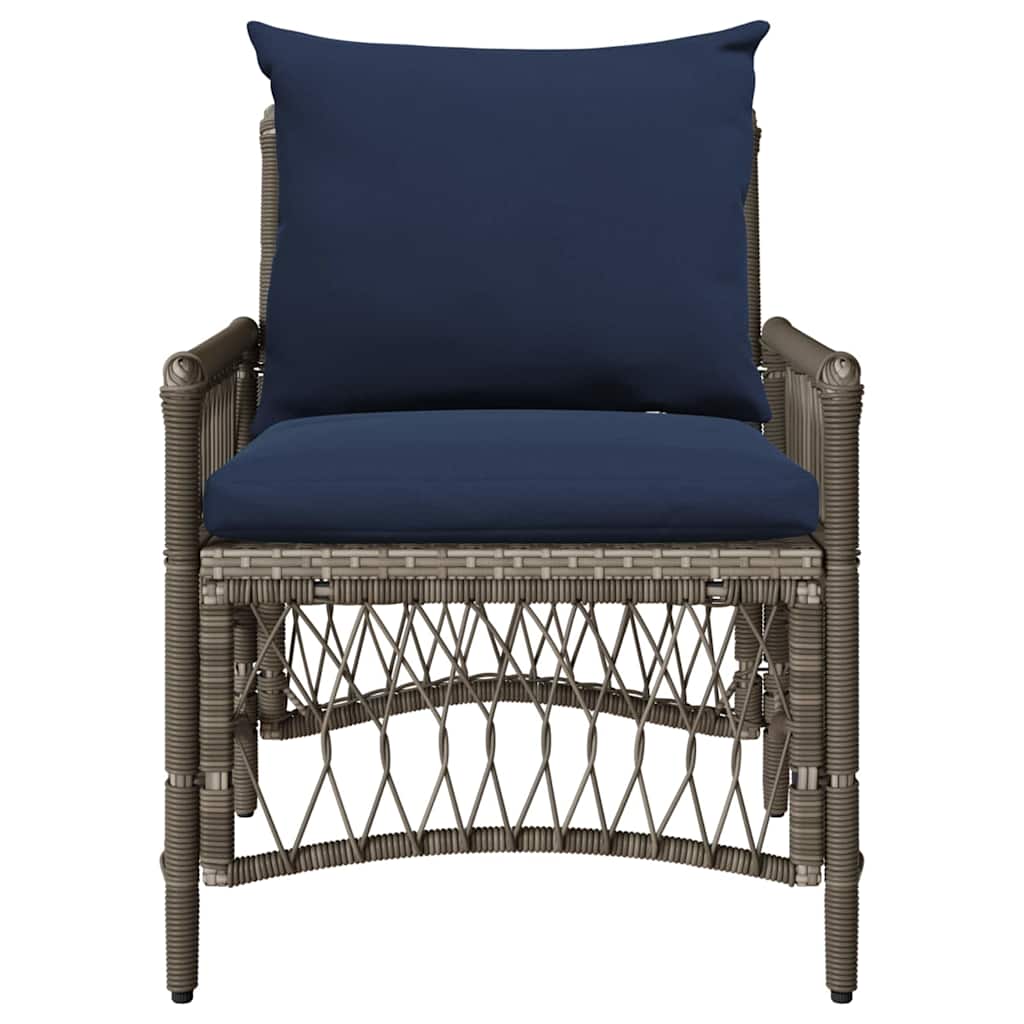 Tuinstoel met kussen Grijs 73 x 61 x 77 cm poly rattan