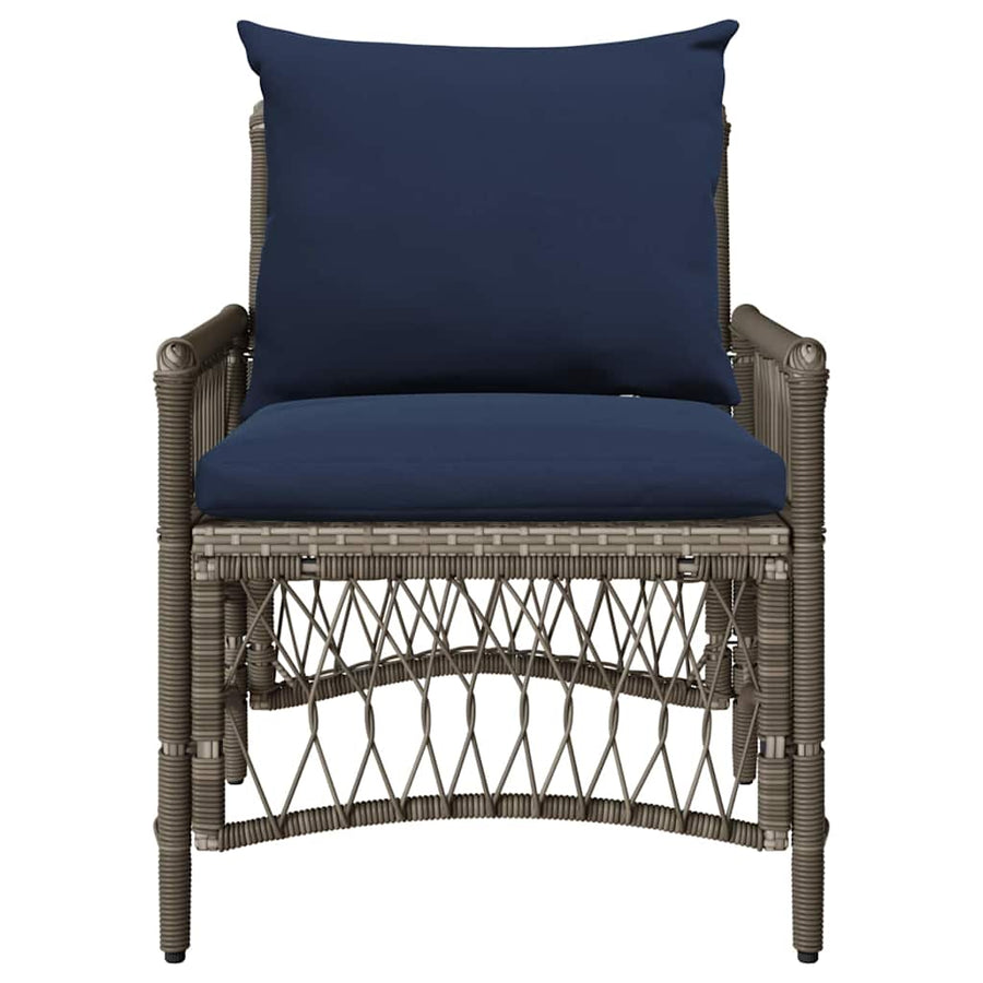 Tuinstoel met kussen Grijs 73 x 61 x 77 cm poly rattan
