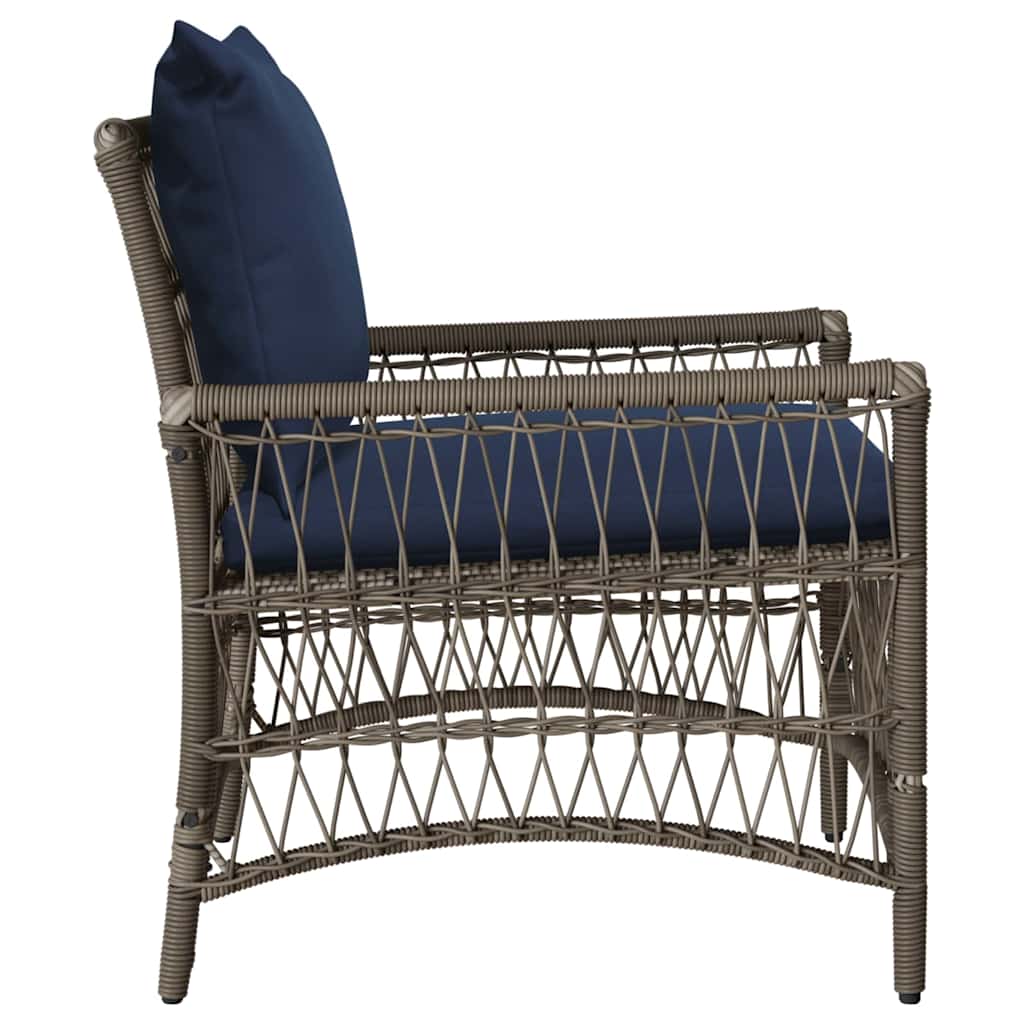 Tuinstoel met kussen Grijs 73 x 61 x 77 cm poly rattan