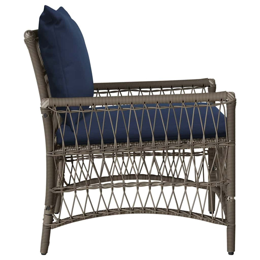 Tuinstoel met kussen Grijs 73 x 61 x 77 cm poly rattan