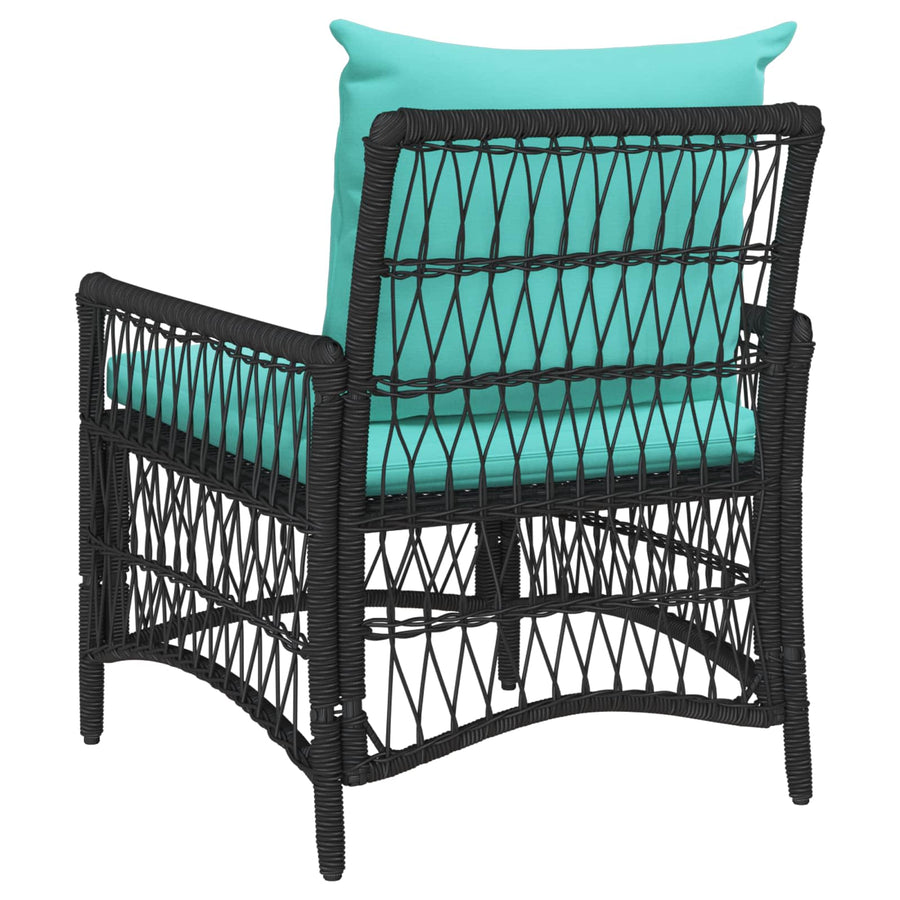 Tuinstoel met kussen Zwart 73 x 61 x 77 cm poly rattan