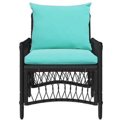 Tuinstoel met kussen Zwart 73 x 61 x 77 cm poly rattan