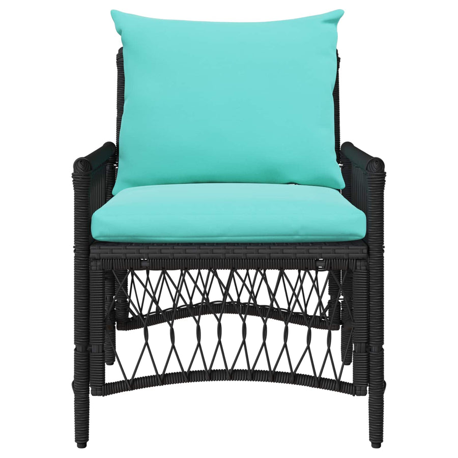 Tuinstoel met kussen Zwart 73 x 61 x 77 cm poly rattan