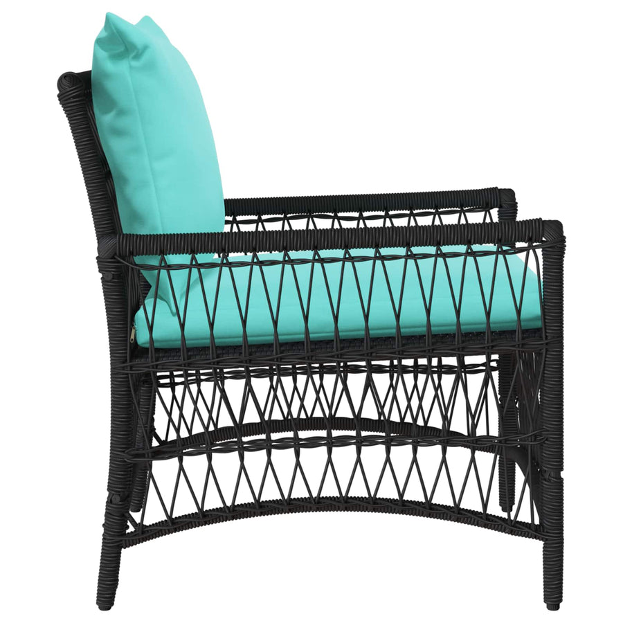 Tuinstoel met kussen Zwart 73 x 61 x 77 cm poly rattan