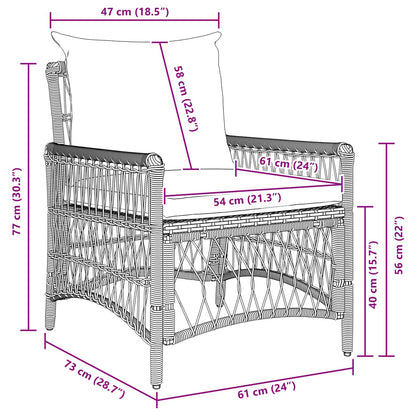 Tuinstoel met kussen Zwart 73 x 61 x 77 cm poly rattan