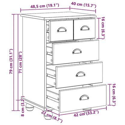 Ladekast ASKIM Bruin 45,8 x 40 x 79 cm Massief grenenhout
