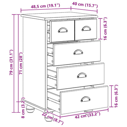 Ladekast ASKIM Wit 45,8 x 40 x 79 cm Massief grenenhout