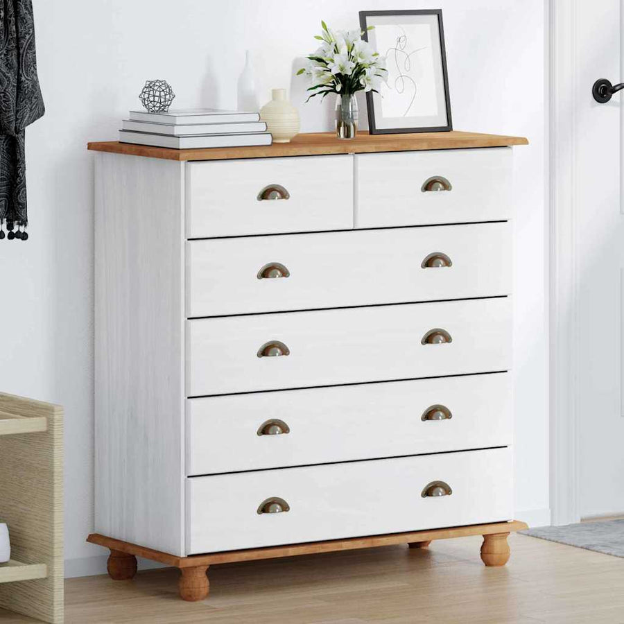Ladekast ASKIM Wit 91 x 40 x 95,5 cm Massief grenenhout