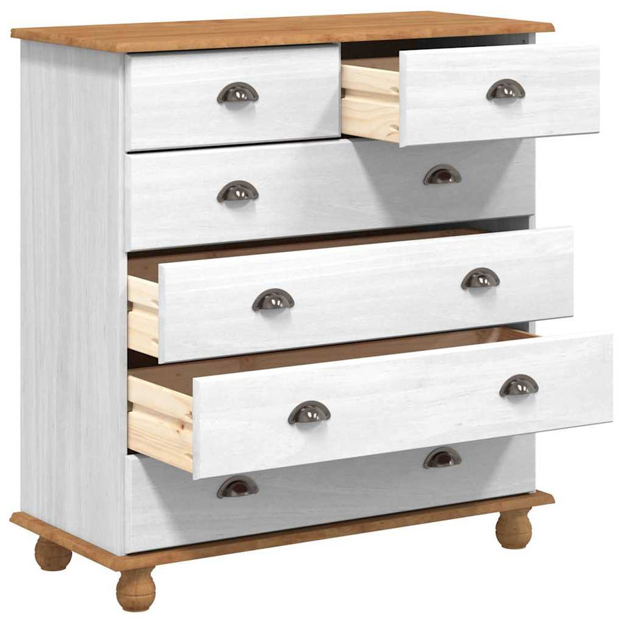 Ladekast ASKIM Wit 91 x 40 x 95,5 cm Massief grenenhout