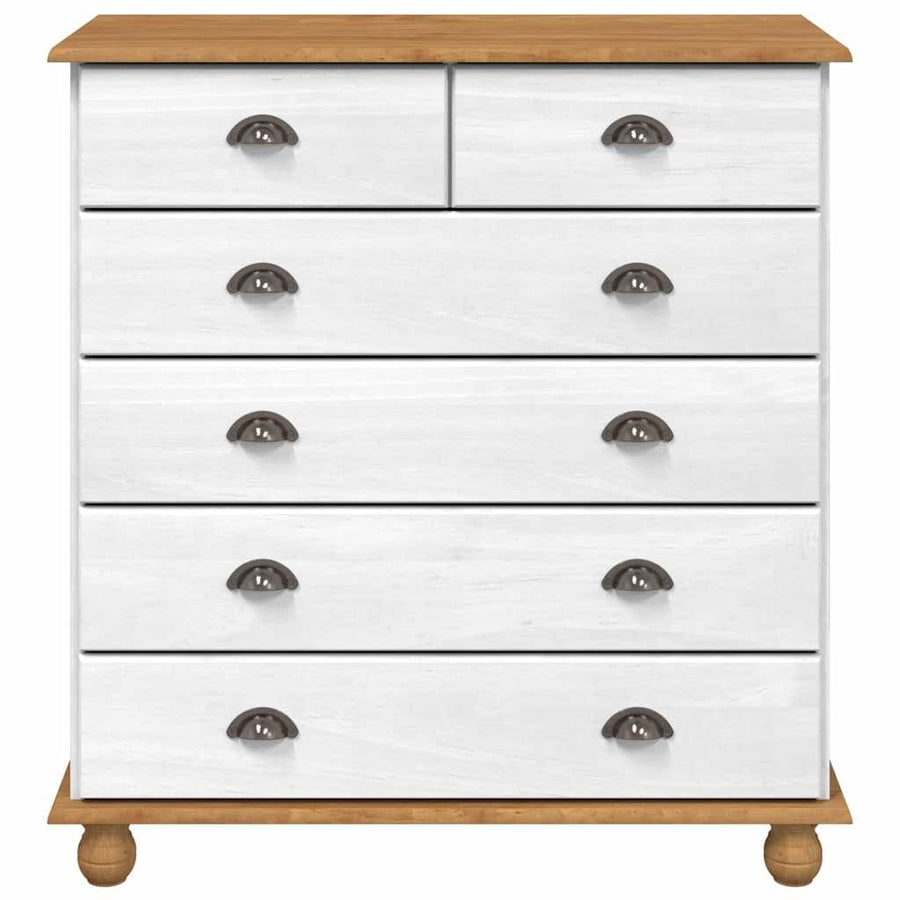 Ladekast ASKIM Wit 91 x 40 x 95,5 cm Massief grenenhout