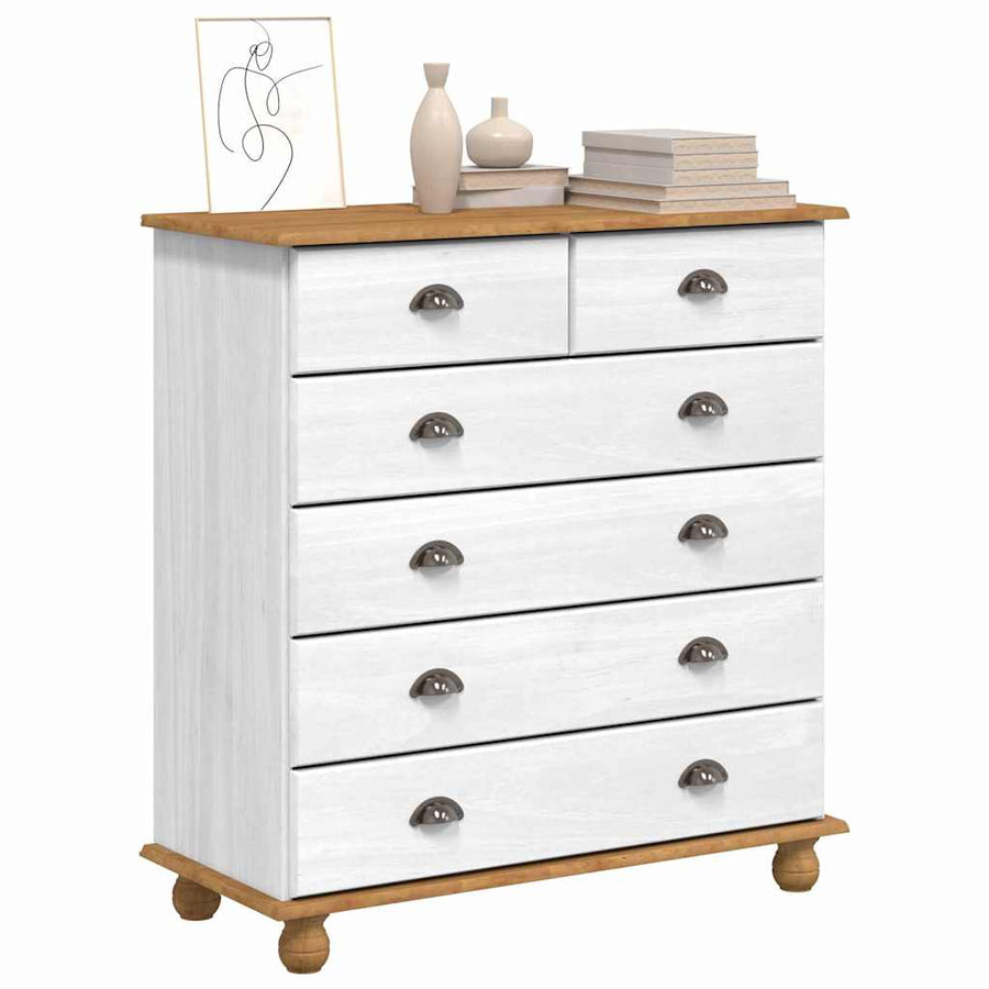Ladekast ASKIM Wit 91 x 40 x 95,5 cm Massief grenenhout