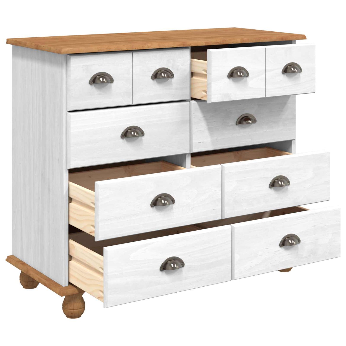 Ladekast met lade ASKIM Wit 91 x 40 x 79 cm Massief grenenhout