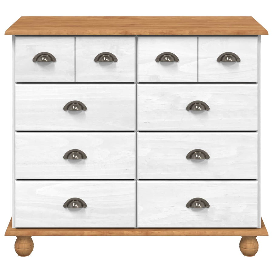 Ladekast met lade ASKIM Wit 91 x 40 x 79 cm Massief grenenhout