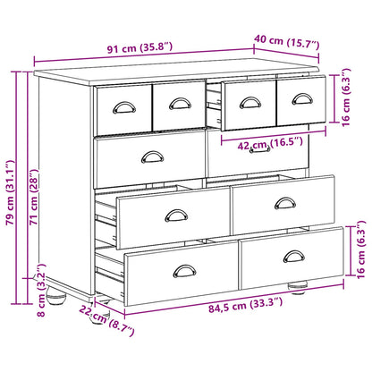Ladekast met lade ASKIM Wit 91 x 40 x 79 cm Massief grenenhout
