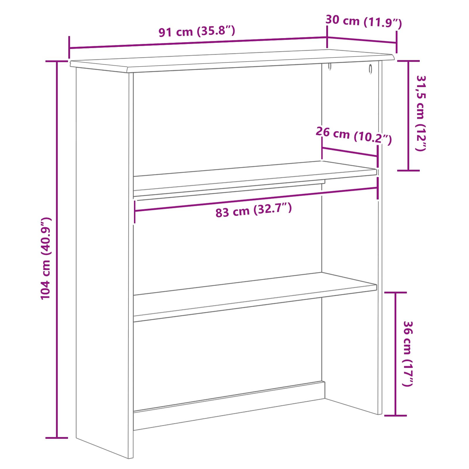 Hutch ASKIM 91 x 30 x 104 cm Massief grenenhout