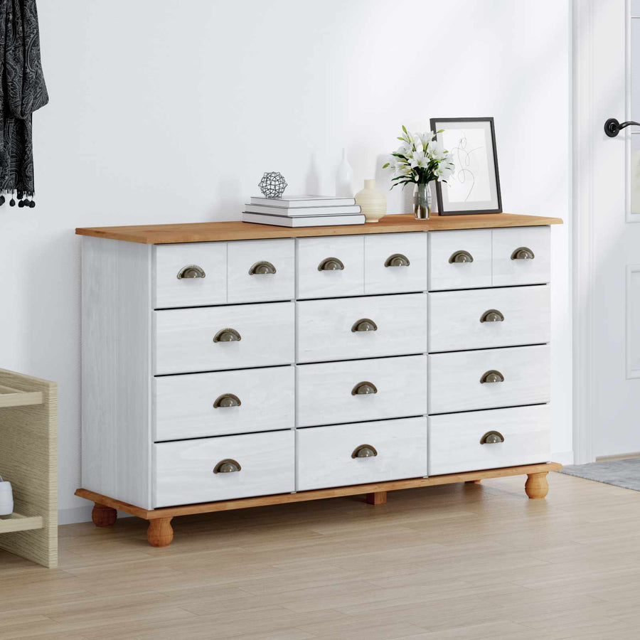 Ladekast ASKIM Wit 79 x 40 x 133,5 cm Massief grenenhout