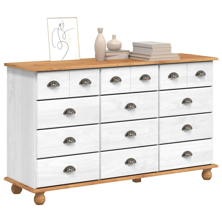 Ladekast ASKIM Wit 79 x 40 x 133,5 cm Massief grenenhout