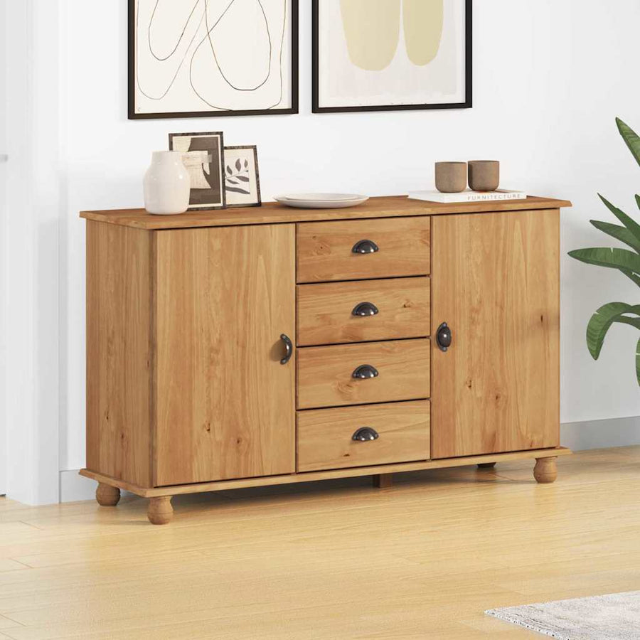 Dressoir met lade ASKIM 133,5 x 40 x 79 cm Massief grenenhout