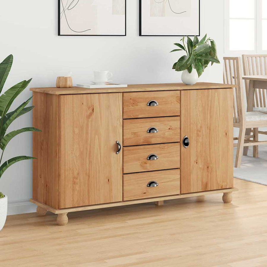 Dressoir met lade ASKIM 133,5 x 40 x 79 cm Massief grenenhout