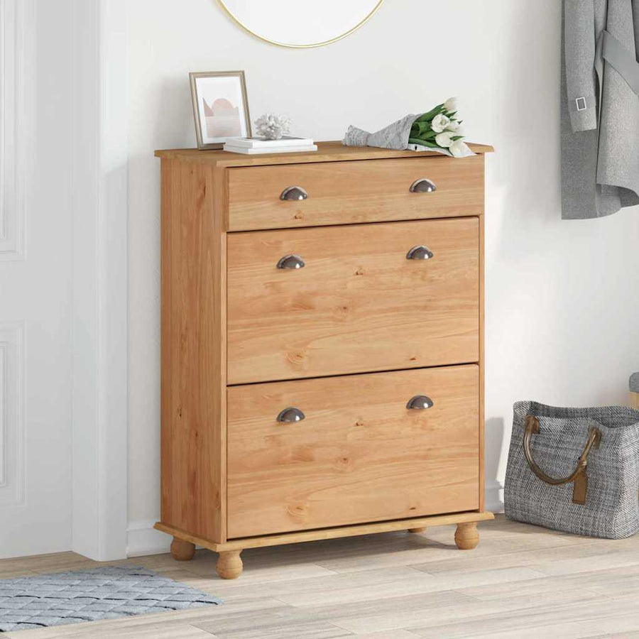 Schoenenkast ASKIM Bruin 85 x 35 x 108 cm Massief grenenhout
