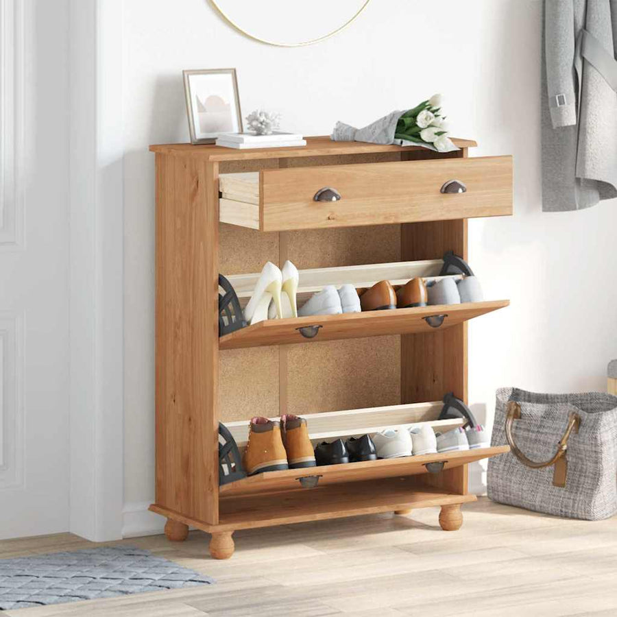 Schoenenkast ASKIM Bruin 85 x 35 x 108 cm Massief grenenhout