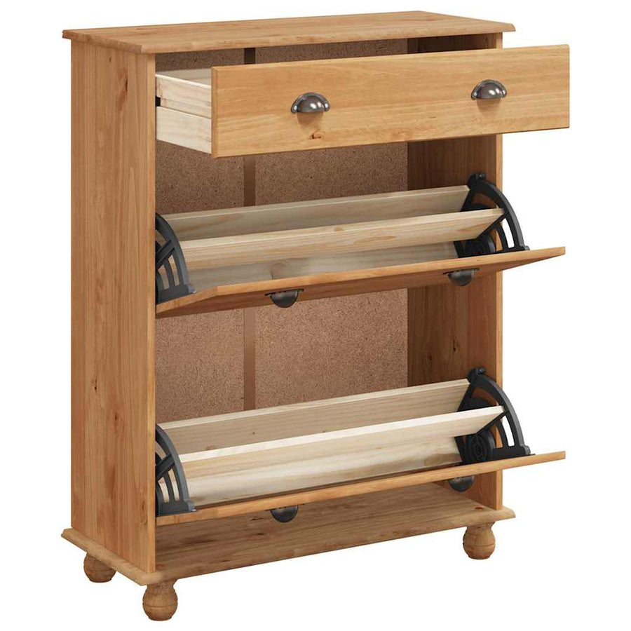 Schoenenkast ASKIM Bruin 85 x 35 x 108 cm Massief grenenhout