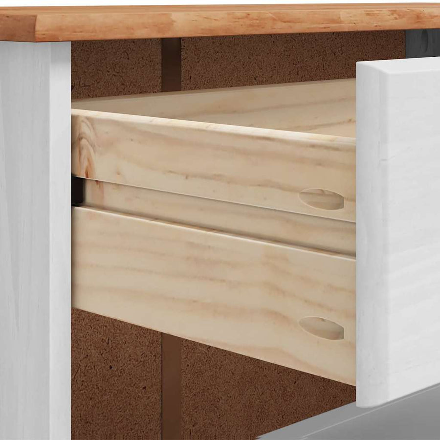 Schoenenkast ASKIM Wit 85 x 35 x 108 cm Massief grenenhout