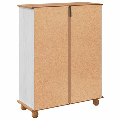 Schoenenkast ASKIM Wit 85 x 35 x 108 cm Massief grenenhout