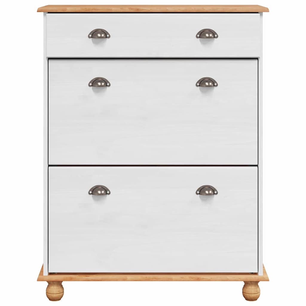 Schoenenkast ASKIM Wit 85 x 35 x 108 cm Massief grenenhout