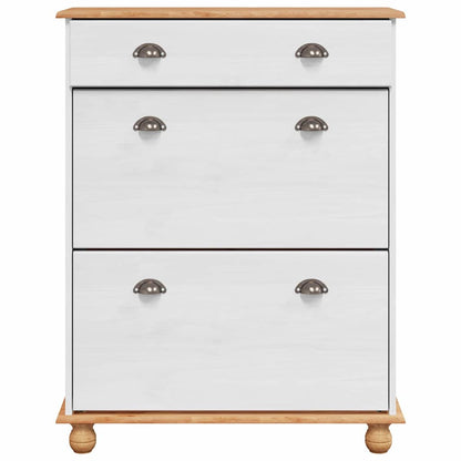 Schoenenkast ASKIM Wit 85 x 35 x 108 cm Massief grenenhout