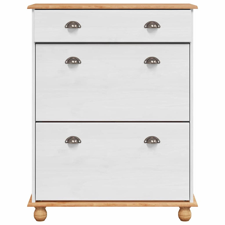 Schoenenkast ASKIM Wit 85 x 35 x 108 cm Massief grenenhout