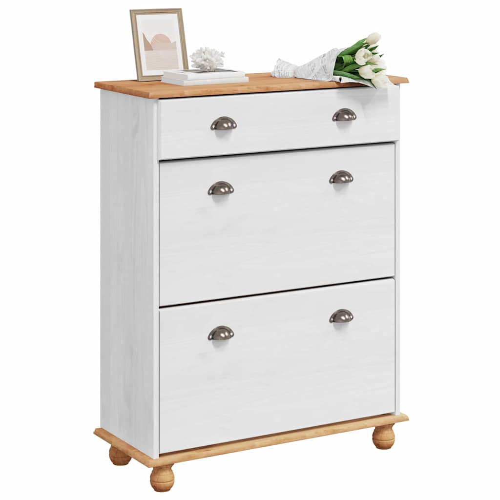 Schoenenkast ASKIM Wit 85 x 35 x 108 cm Massief grenenhout