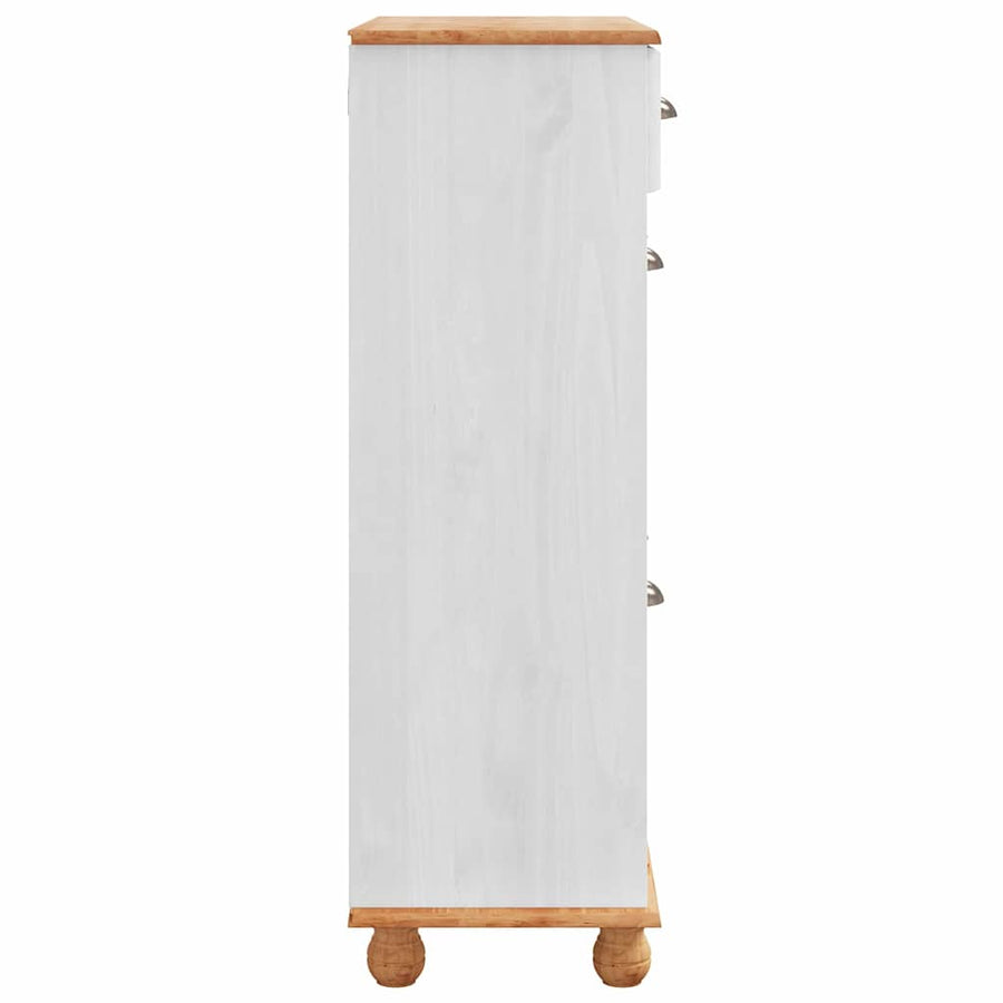 Schoenenkast ASKIM Wit 85 x 35 x 108 cm Massief grenenhout