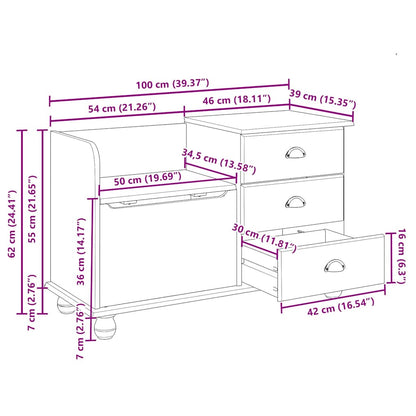 Opslagbank ASKIM Bruin 100 x 39 x 62 cm Massief grenenhout