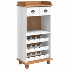 Wijnkast 57x37x114 cm massief grenenhout wit honing
