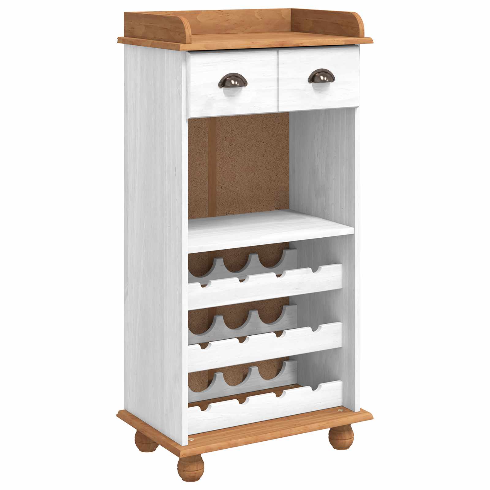 Wijnkast ASKIM Wit met Honingtopp 57 x 37 x 114 cm