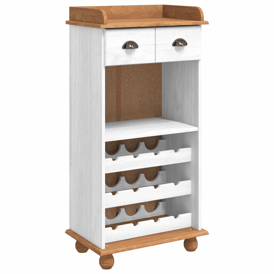Wijnkast ASKIM Wit met Honingtopp 57 x 37 x 114 cm