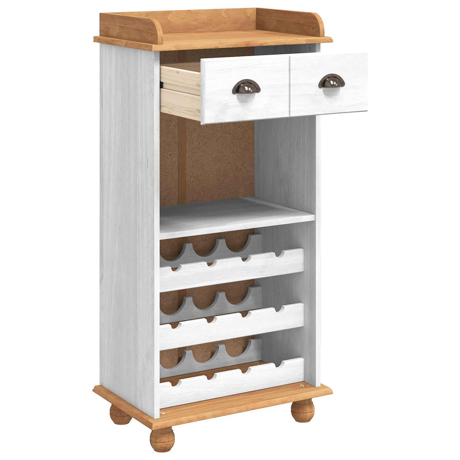 Wijnkast ASKIM Wit met Honingtopp 57 x 37 x 114 cm
