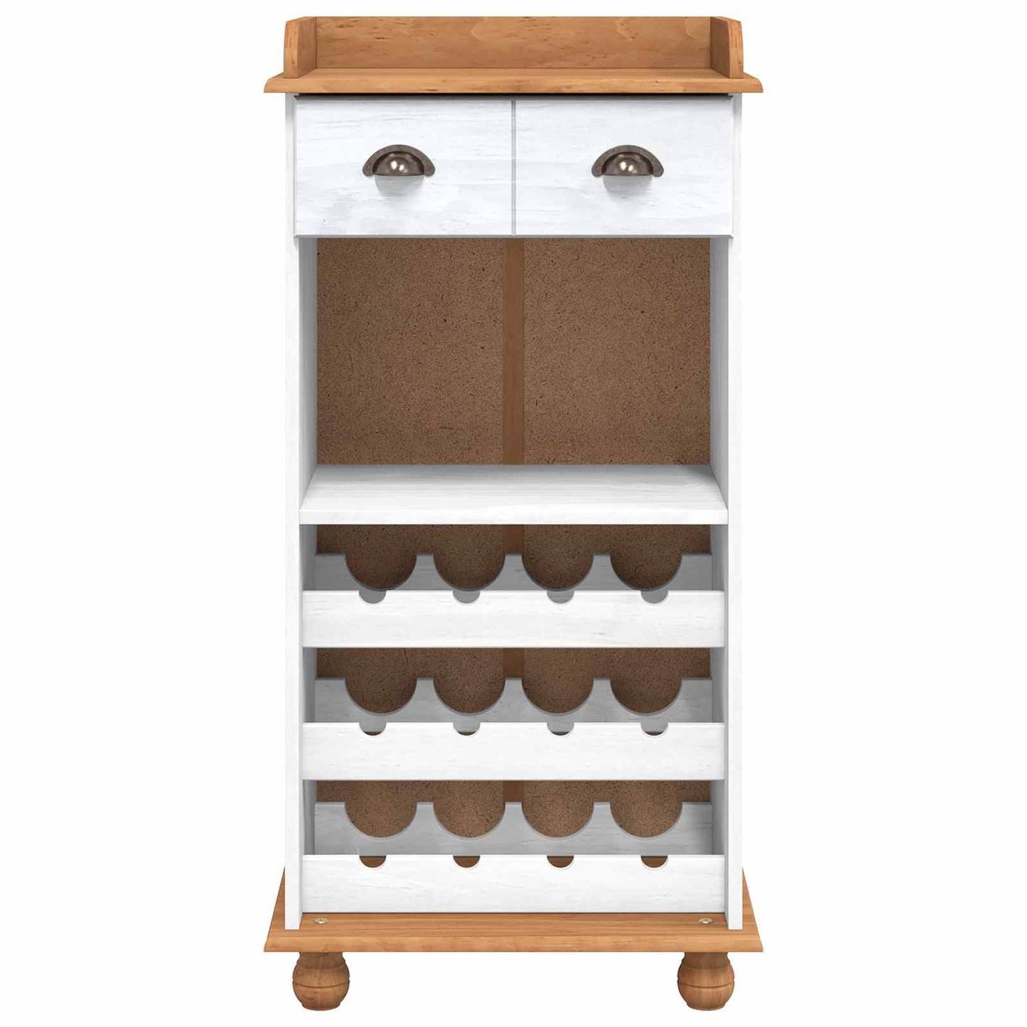 Wijnkast ASKIM Wit met Honingtopp 57 x 37 x 114 cm