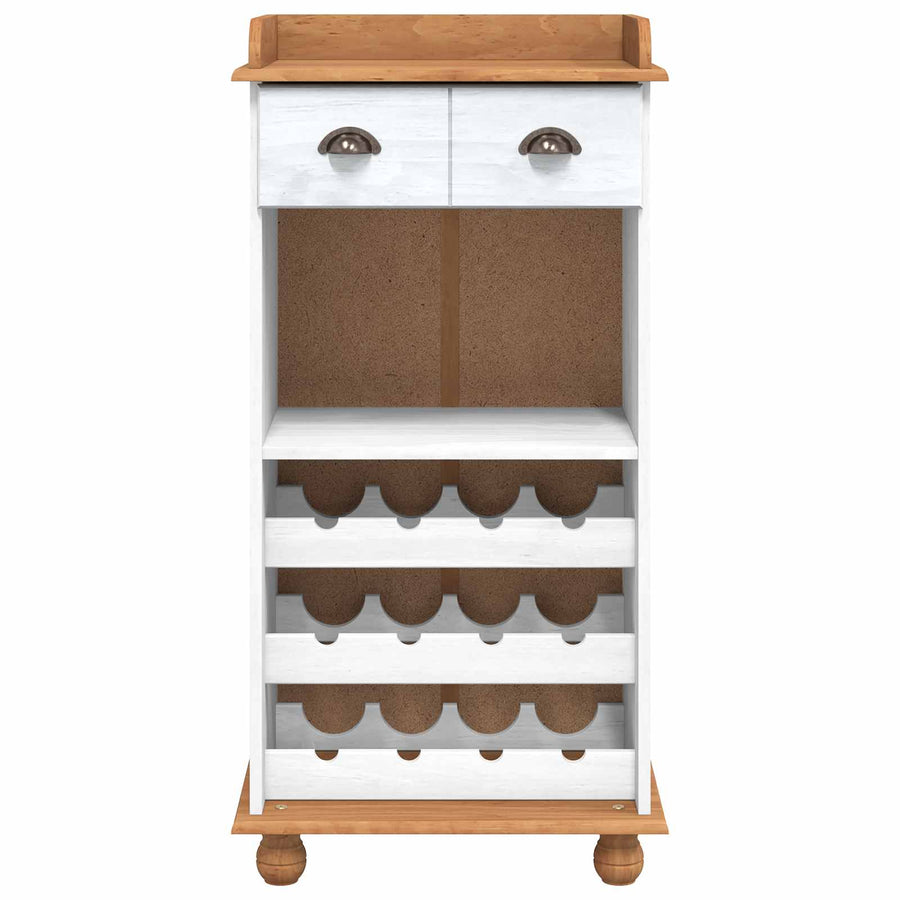 Wijnkast ASKIM Wit met Honingtopp 57 x 37 x 114 cm