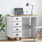 Schrijfbureau 95x40x75 cm wit massief grenenhout 4 laden