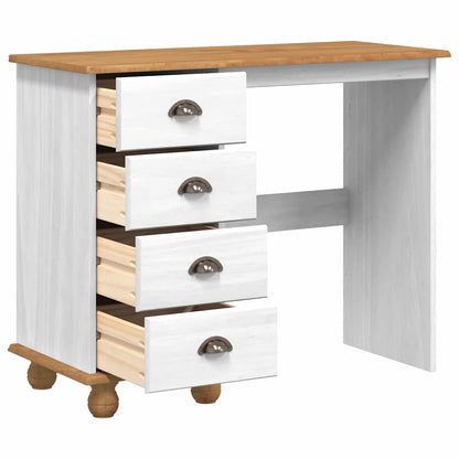 Schrijfbureau ASKIM Wit 95 x 40 x 75 cm Massief grenenhout