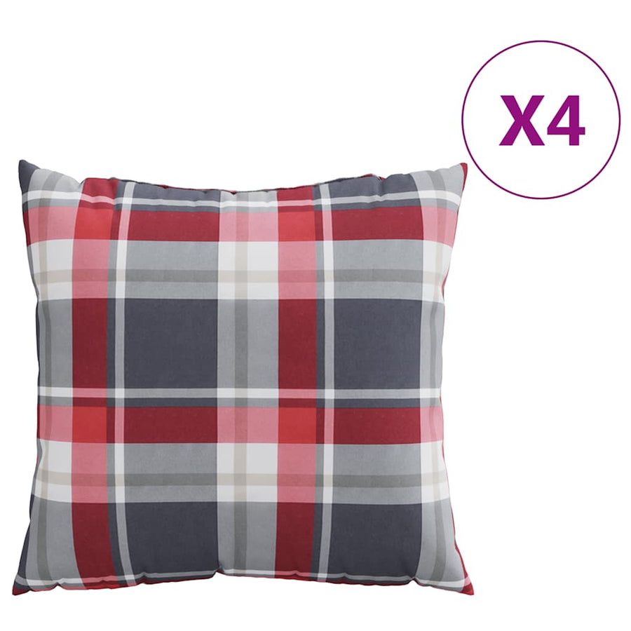 Bankkussens 4 stuks Rood Geruit Patroon 40x40 cm Stof